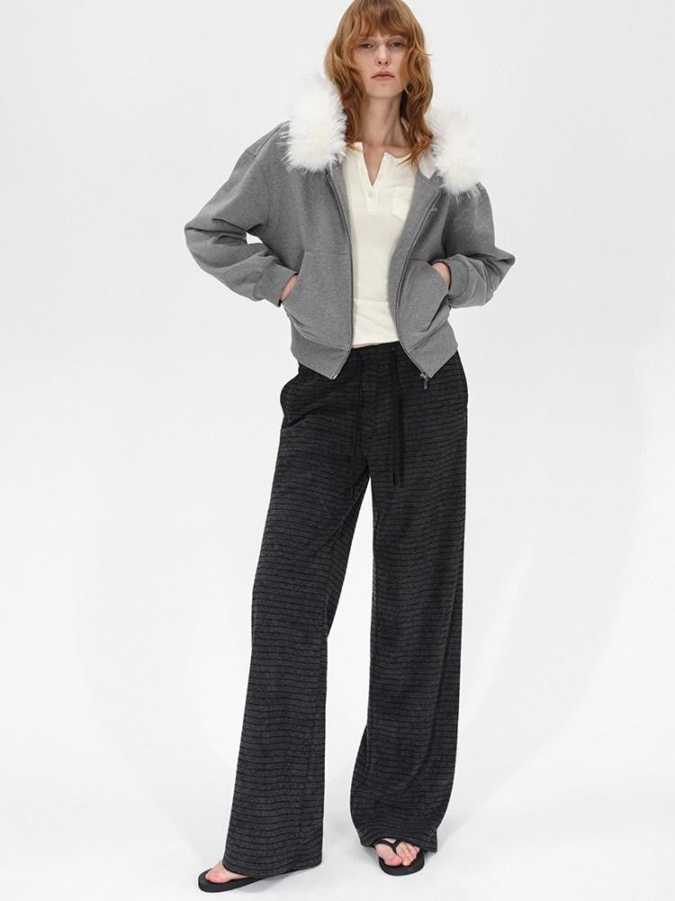 AFTADAWN Colorblock Stripe Elastic Waist Pocket Women&