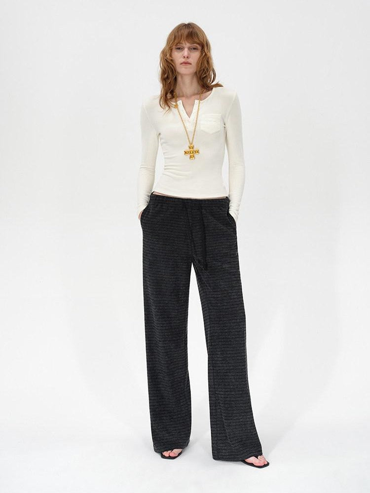 AFTADAWN Colorblock Stripe Elastic Waist Pocket Women&