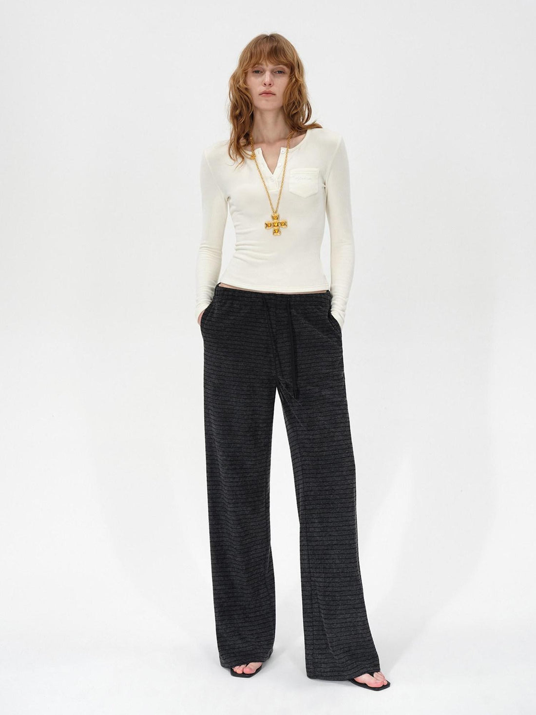 AFTADAWN Colorblock Stripe Elastic Waist Pocket Women&