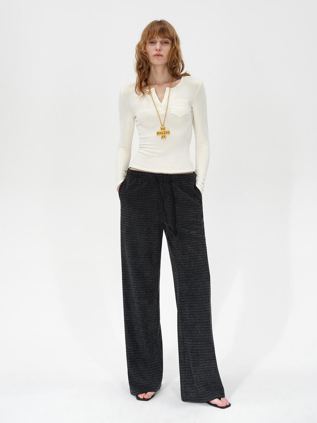 Colorblock Striped Wide Leg Trousers