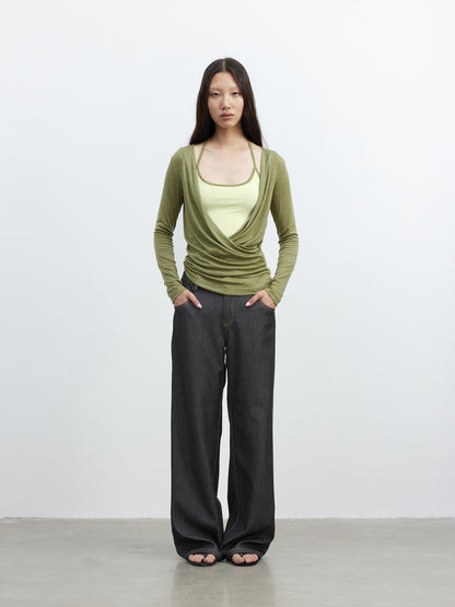 AFTADAWN Colorblock Two Piece Halter Women&