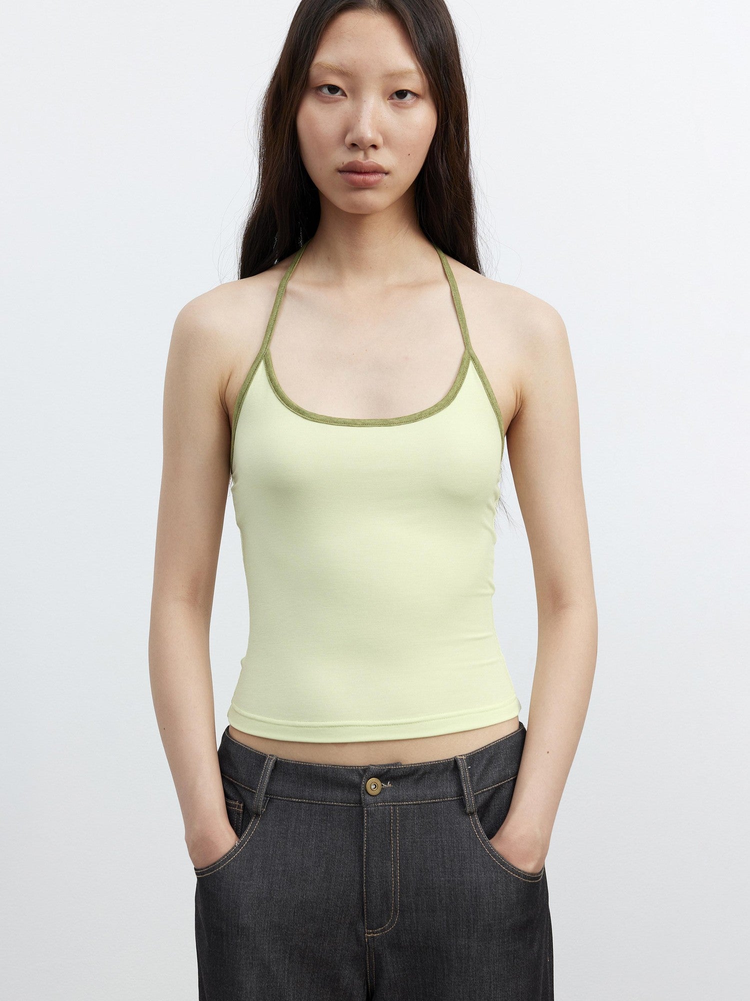 AFTADAWN Colorblock Two Piece Halter Women&