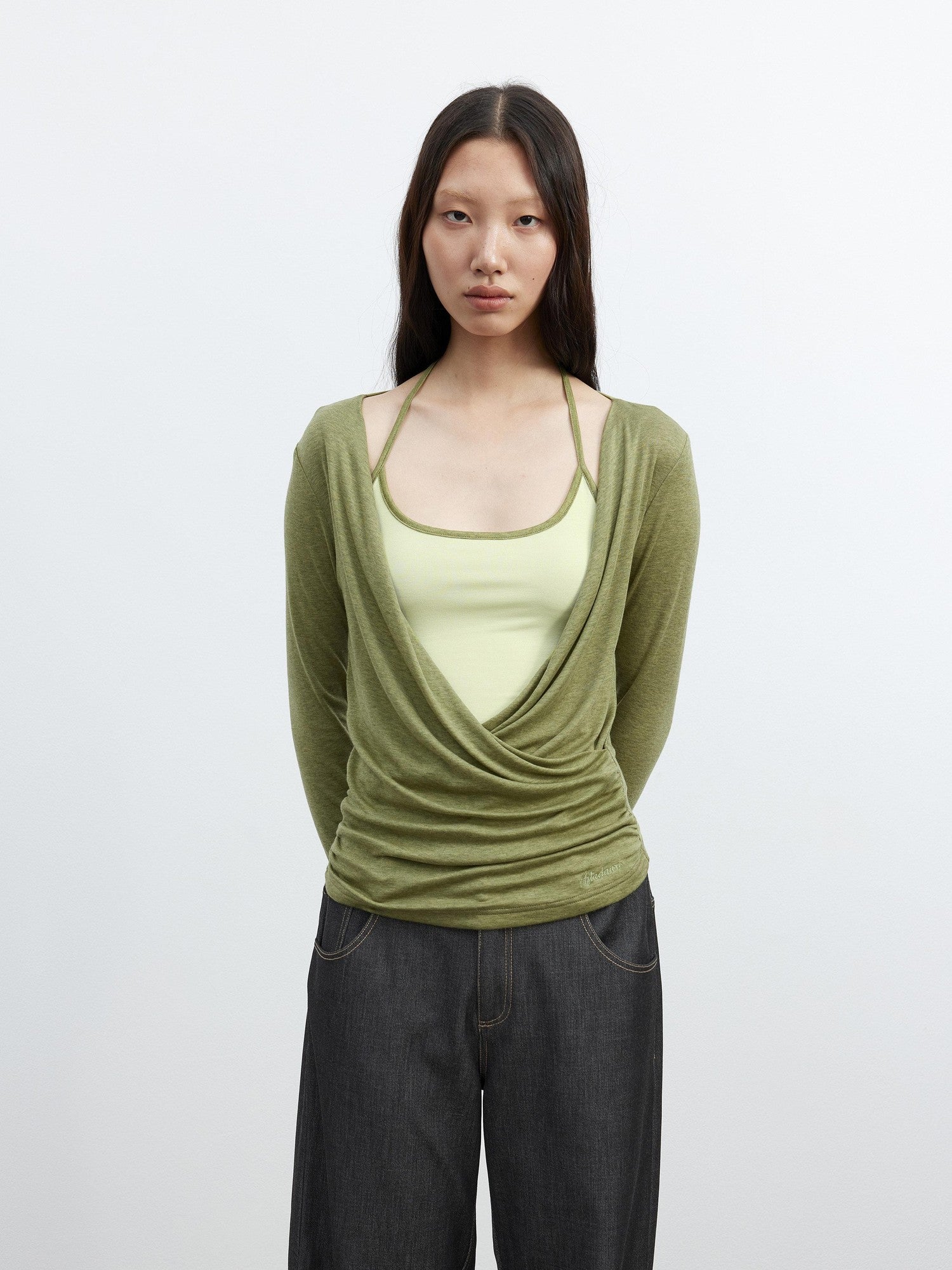 AFTADAWN Colorblock Two Piece Halter Women&