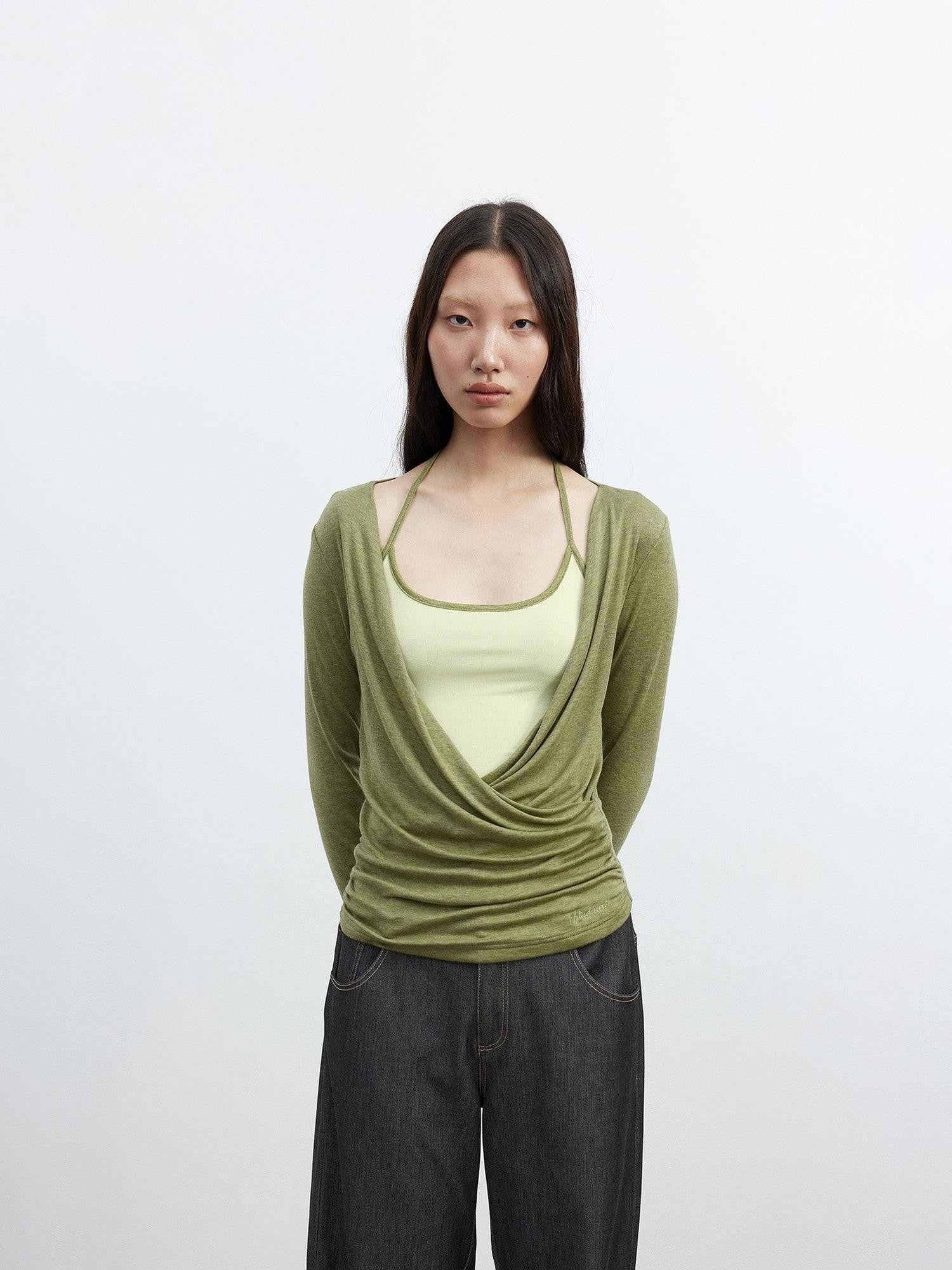 AFTADAWN Colorblock Two Piece Halter Women&