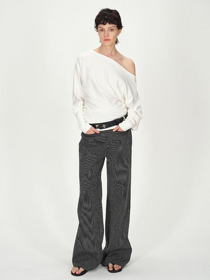 AFTADAWN Combed Siro Asymmetric Off Shoulder Layered Women&