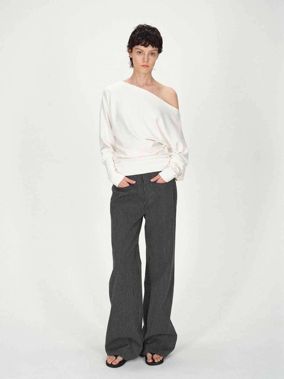 AFTADAWN Combed Siro Asymmetric Off Shoulder Layered Women&