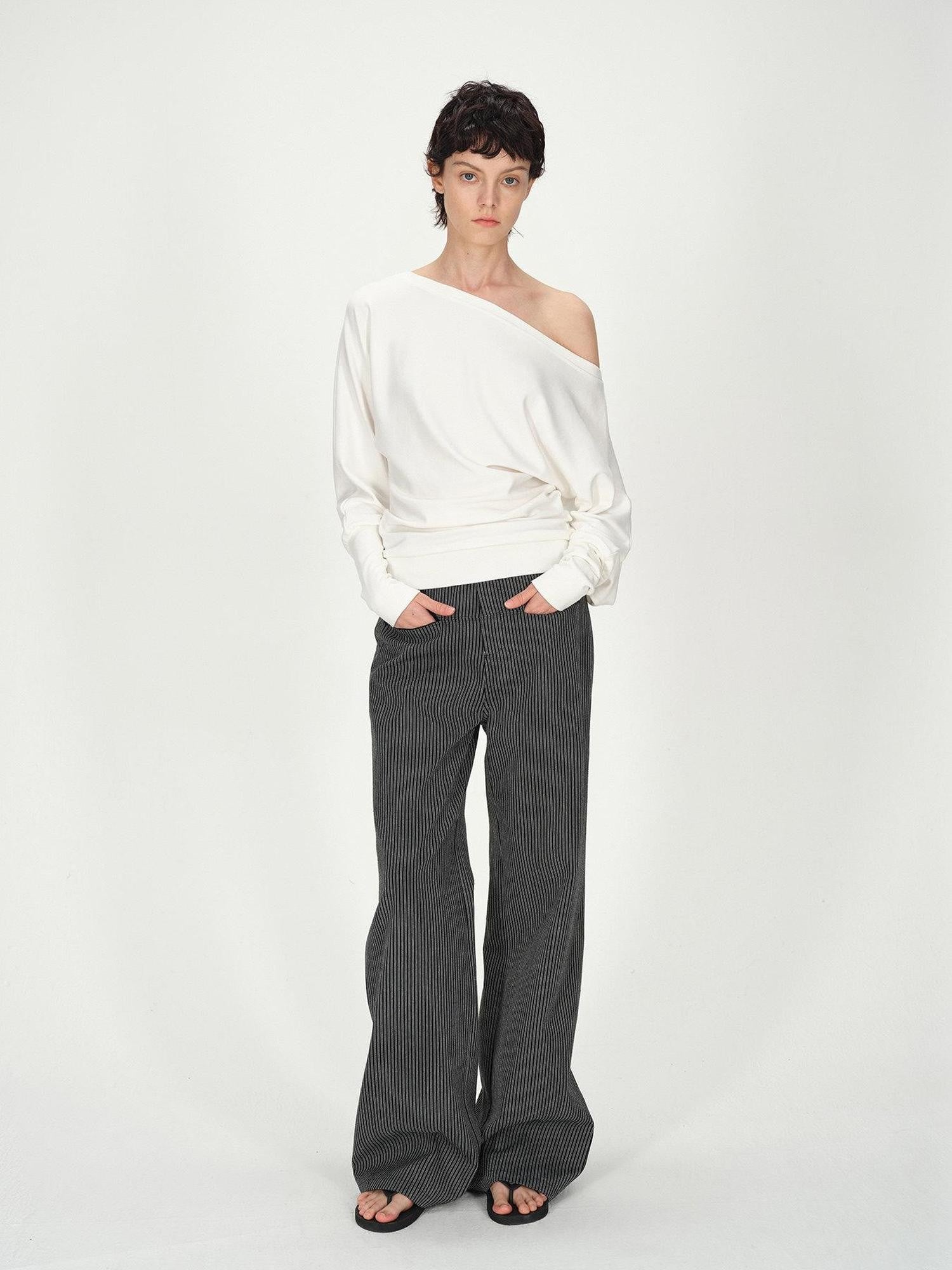 AFTADAWN Combed Siro Asymmetric Off Shoulder Layered Women&