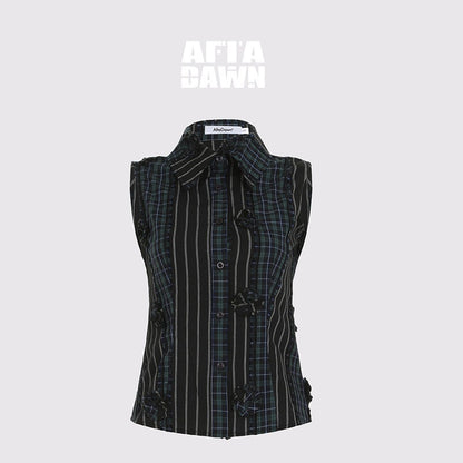 AFTADAWN_Contrast_Check_Patchwork_3d_Floral_Applique_Women&