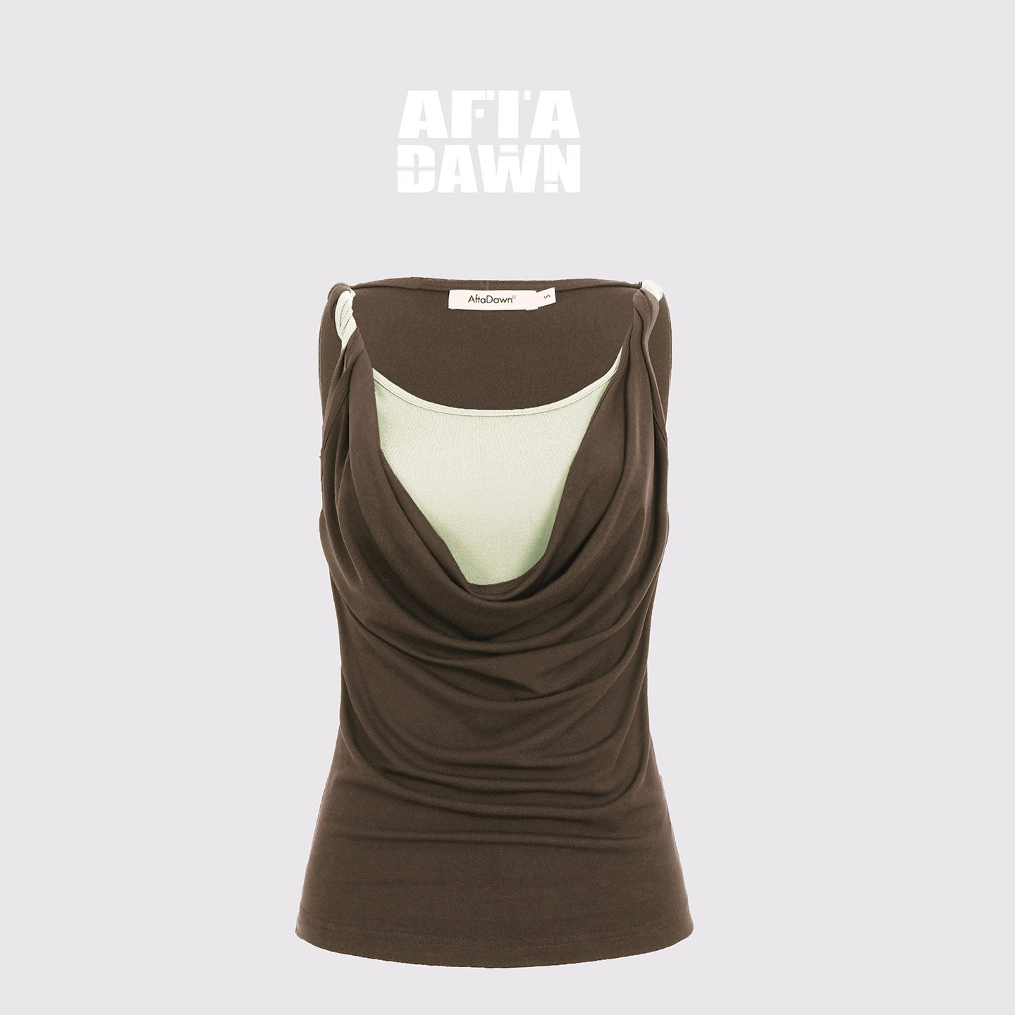 AFTADAWN_Contrast_Color_Twisted_Shoulder_Strap_Two_Piece_Look_Women&