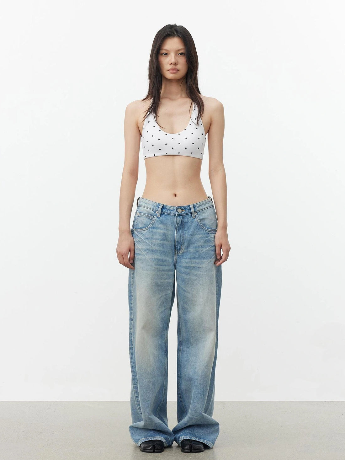 AFTADAWN Contrast Dot U Neck Halter Backless Camisole Tank Top/Camisole