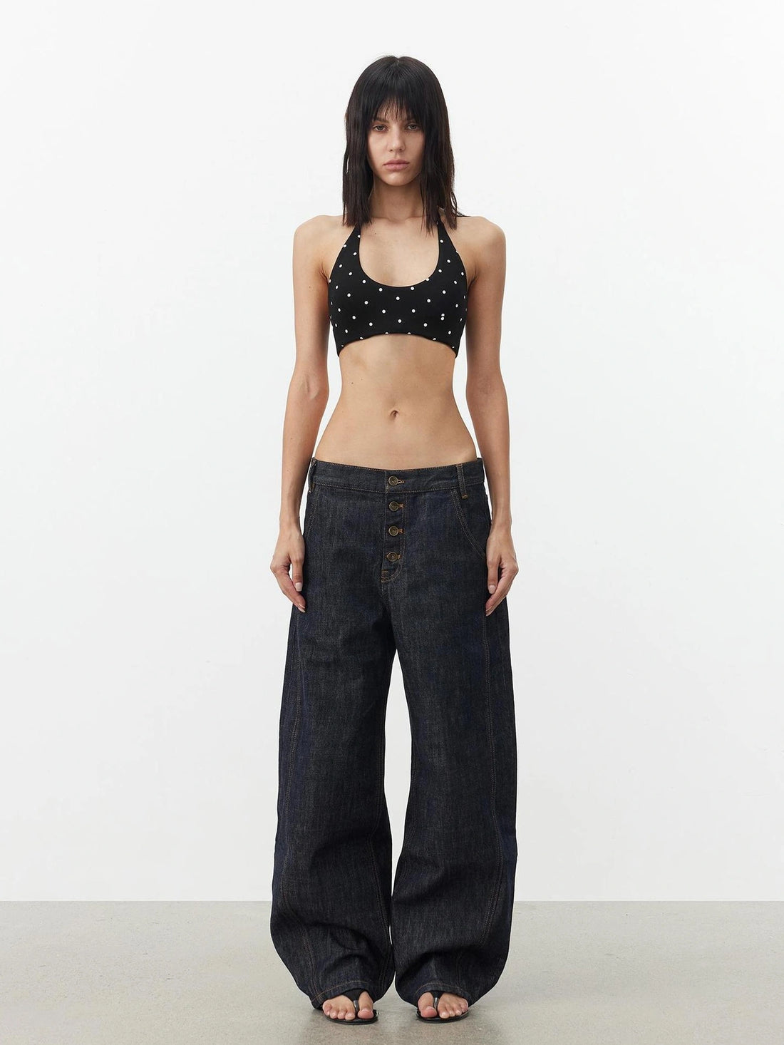 AFTADAWN Contrast Dot U Neck Halter Backless Camisole Tank Top/Camisole