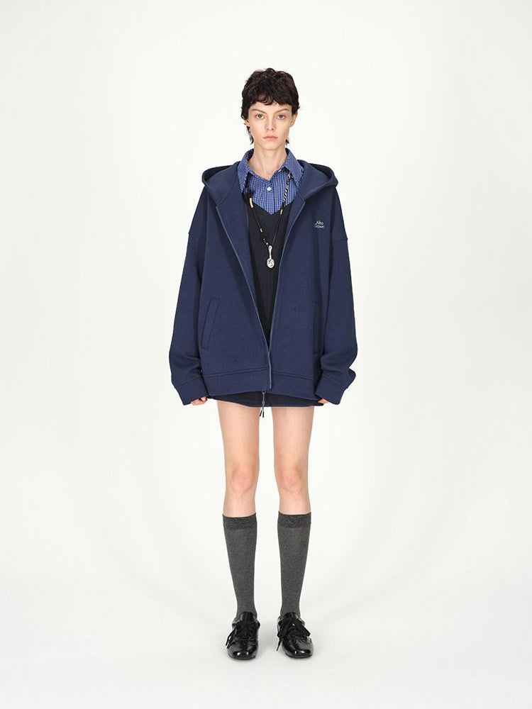 AFTADAWN Contrast Fine Check Oversized Button Polo Collar Women&