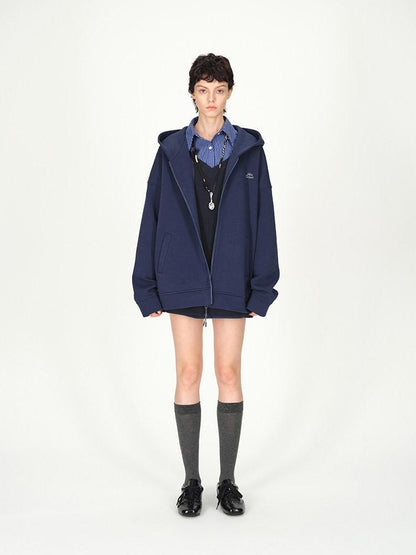 AFTADAWN Contrast Fine Check Oversized Button Polo Collar Women&