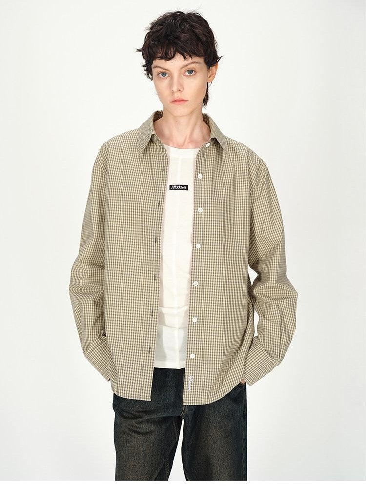 AFTADAWN Contrast Fine Check Oversized Button Polo Collar Women&