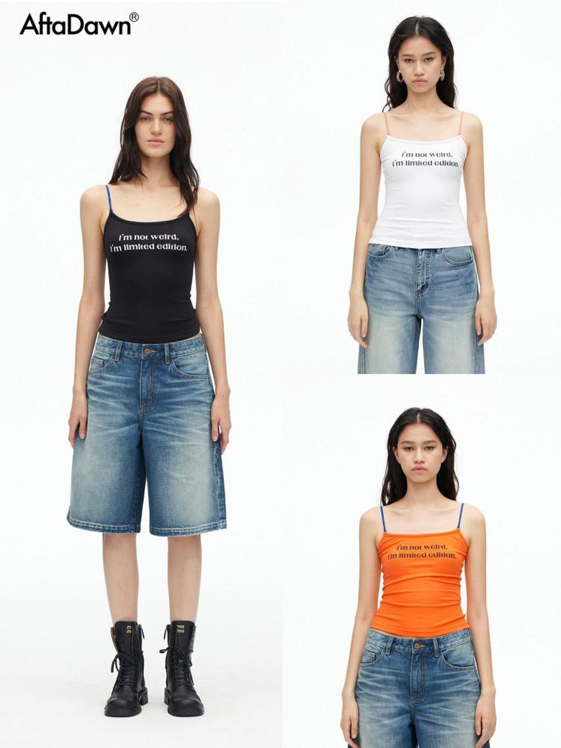 AFTADAWN Contrast Lace Letter Print Halter Slim Elastic Women&