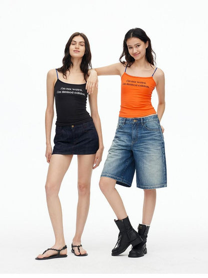AFTADAWN Contrast Lace Letter Print Halter Slim Elastic Women&