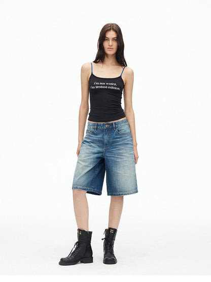 AFTADAWN Contrast Lace Letter Print Halter Slim Elastic Women&
