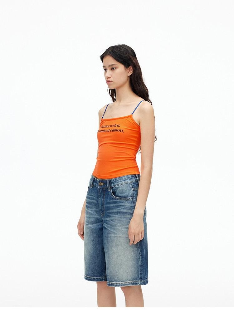 AFTADAWN Contrast Lace Letter Print Halter Slim Elastic Women&