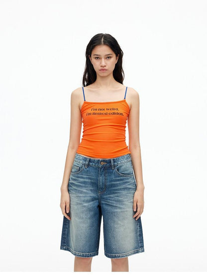 AFTADAWN Contrast Lace Letter Print Halter Slim Elastic Women&