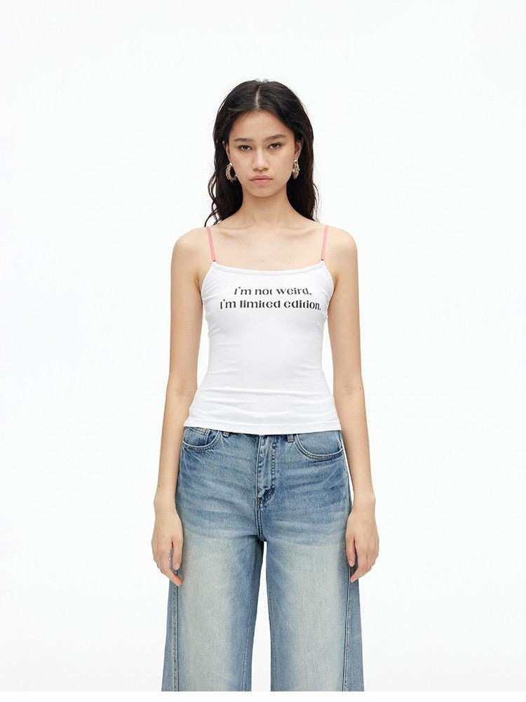 AFTADAWN Contrast Lace Letter Print Halter Slim Elastic Women&