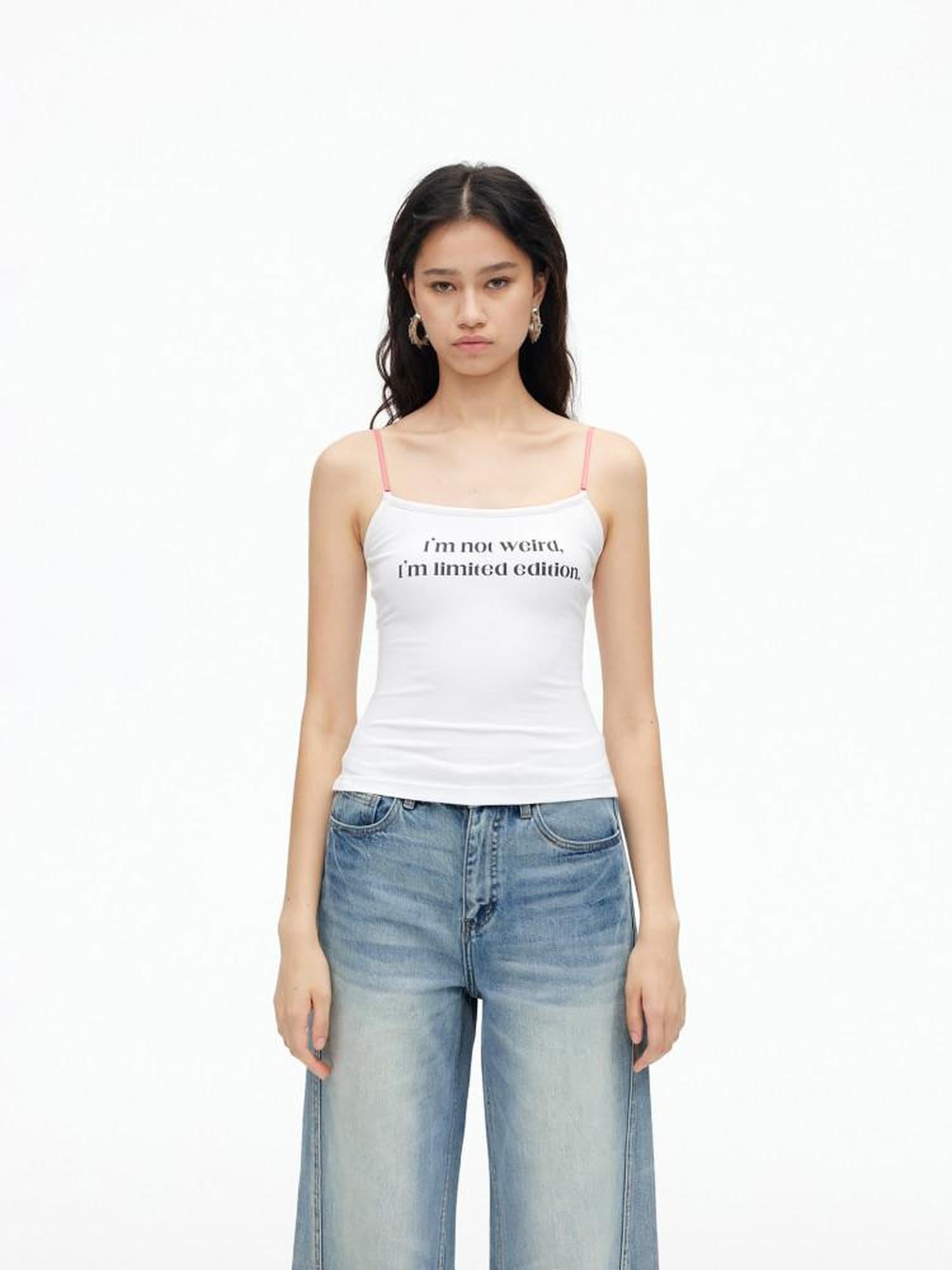 AFTADAWN Contrast Lace Letter Print Halter Slim Elastic Women&