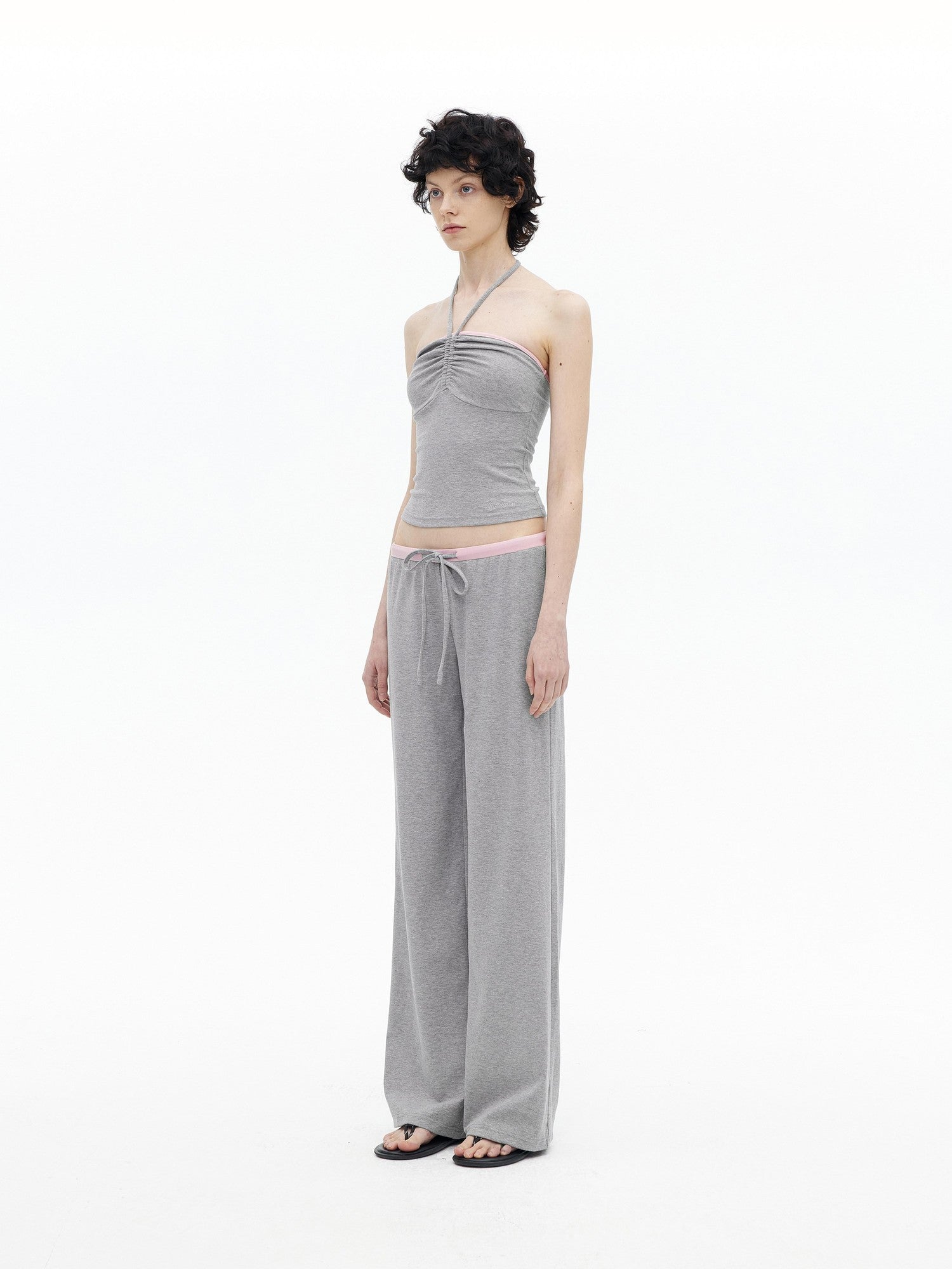 AFTADAWN Contrast Ruched Halter Bandeau Women&