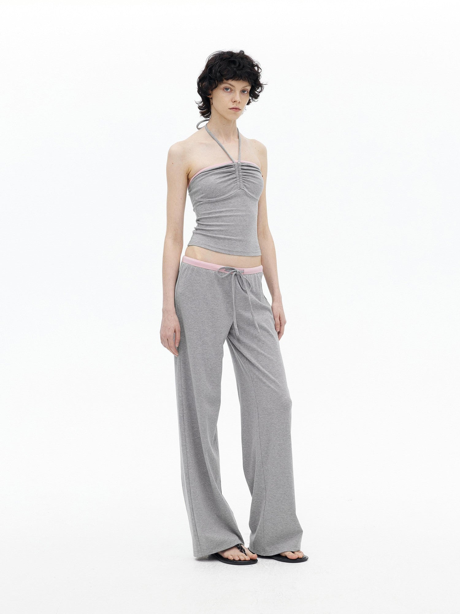 AFTADAWN Contrast Ruched Halter Bandeau Women&