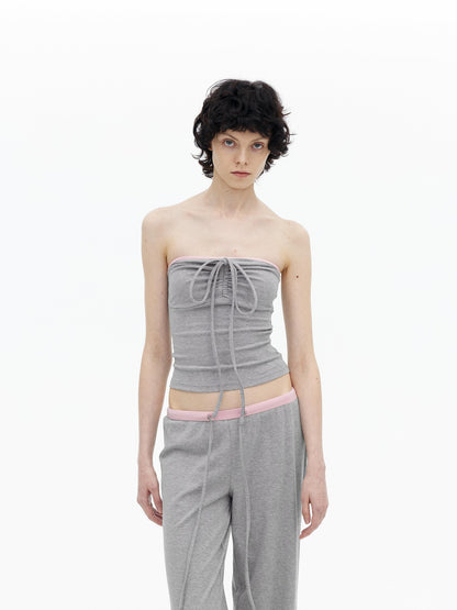 AFTADAWN Contrast Ruched Halter Bandeau Women&
