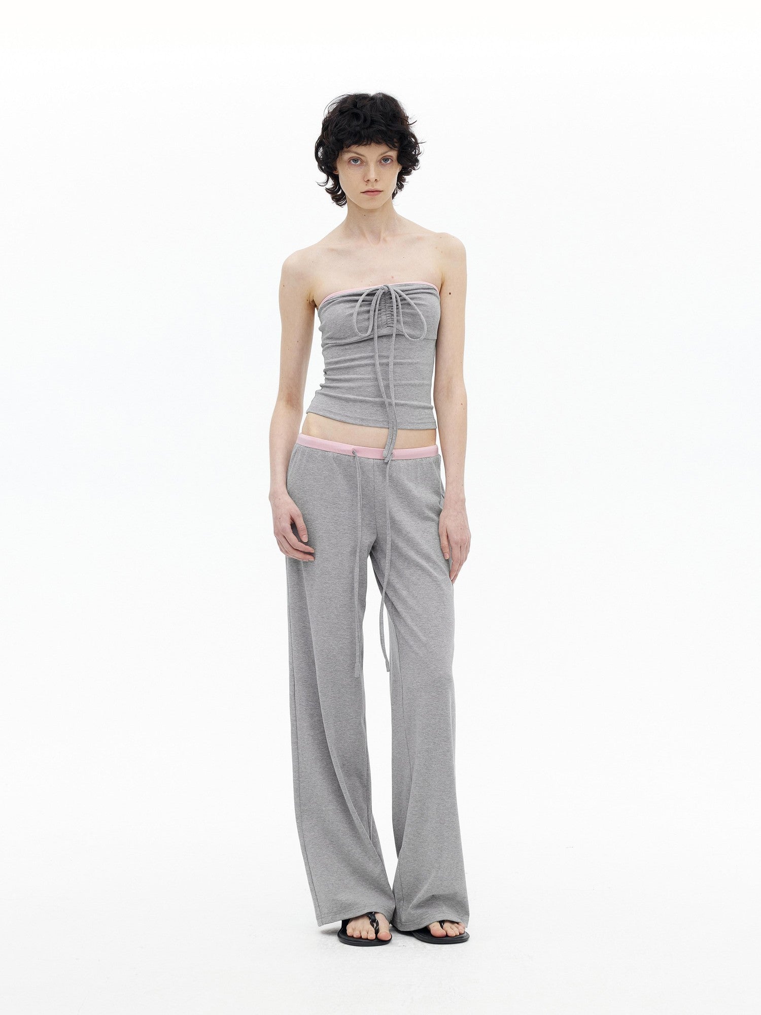AFTADAWN Contrast Ruched Halter Bandeau Women&
