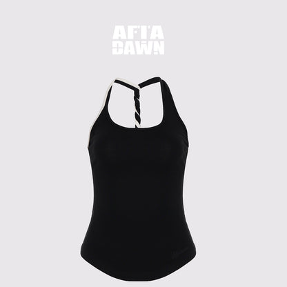 AFTADAWN_Contrast_Strap_Twist_Back_Asymmetric_Halter_Slim_Women&