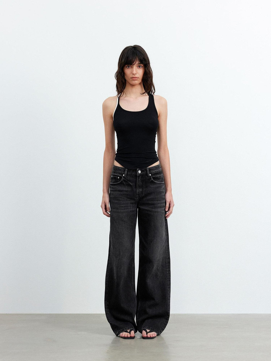 AFTADAWN Contrast Strap Twist Back Asymmetric Halter Slim Women&