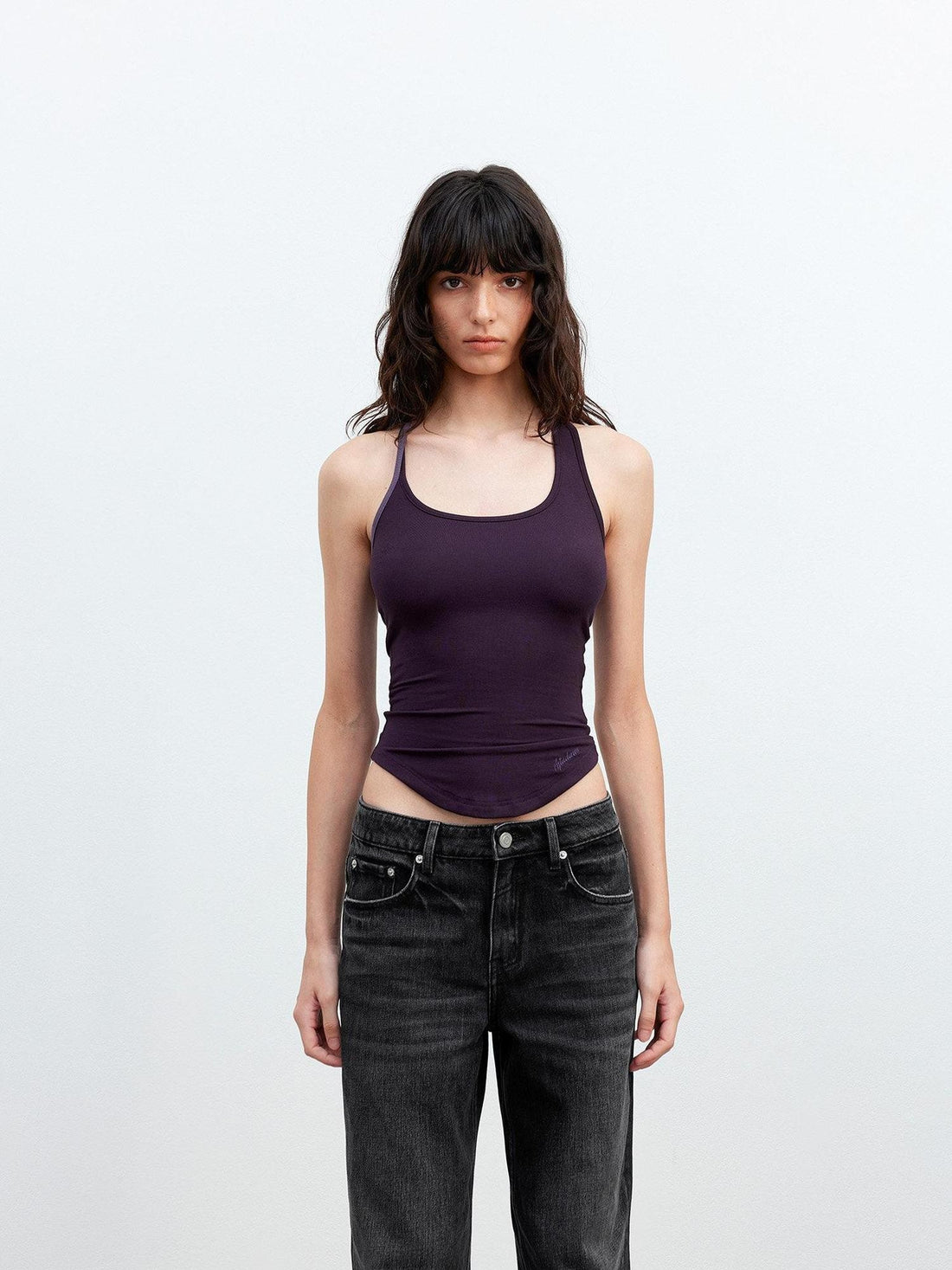 AFTADAWN Contrast Strap Twist Back Asymmetric Halter Slim Women&
