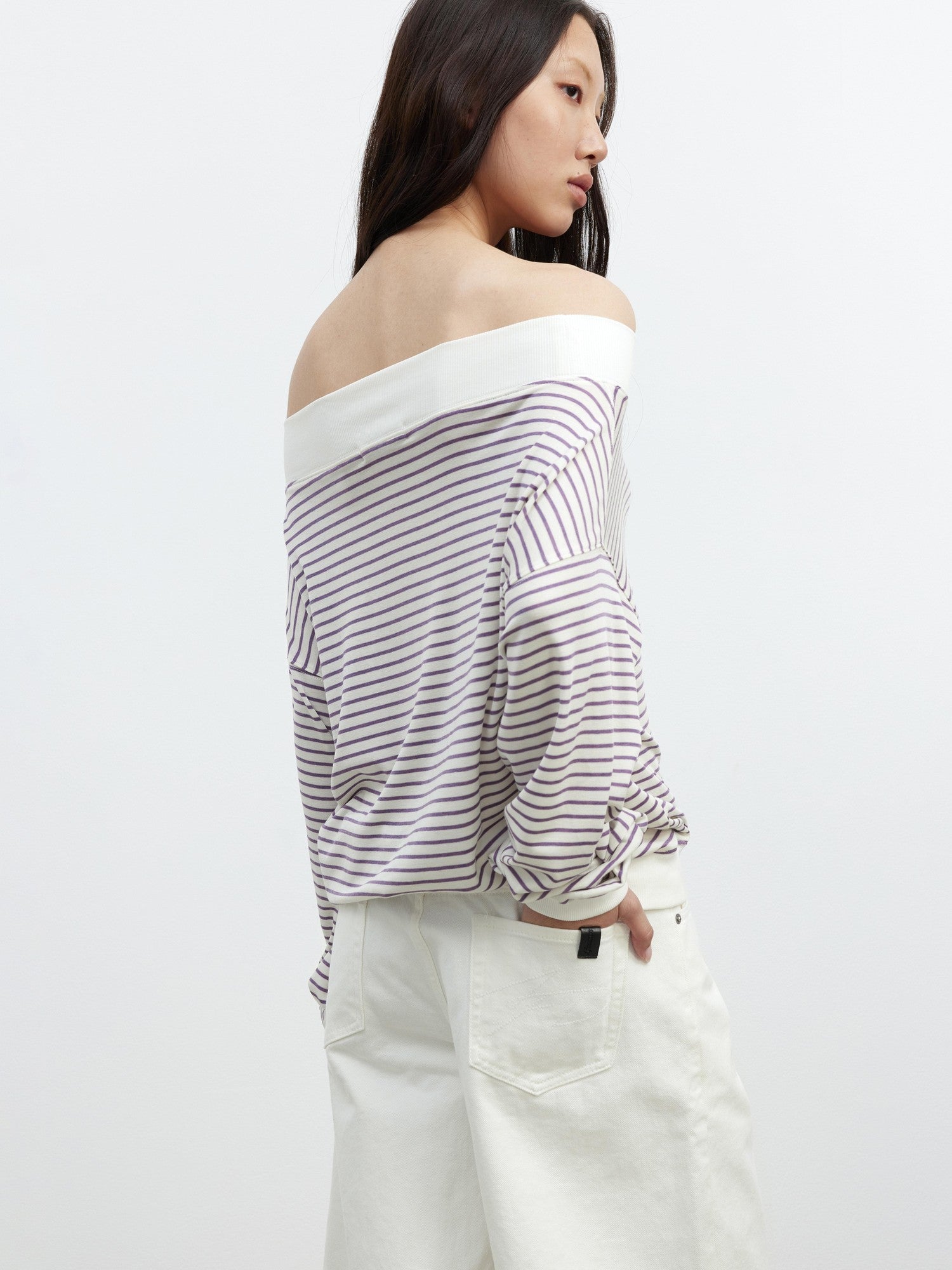 AFTADAWN Contrast Stripe Convertible One Shoulder Women&