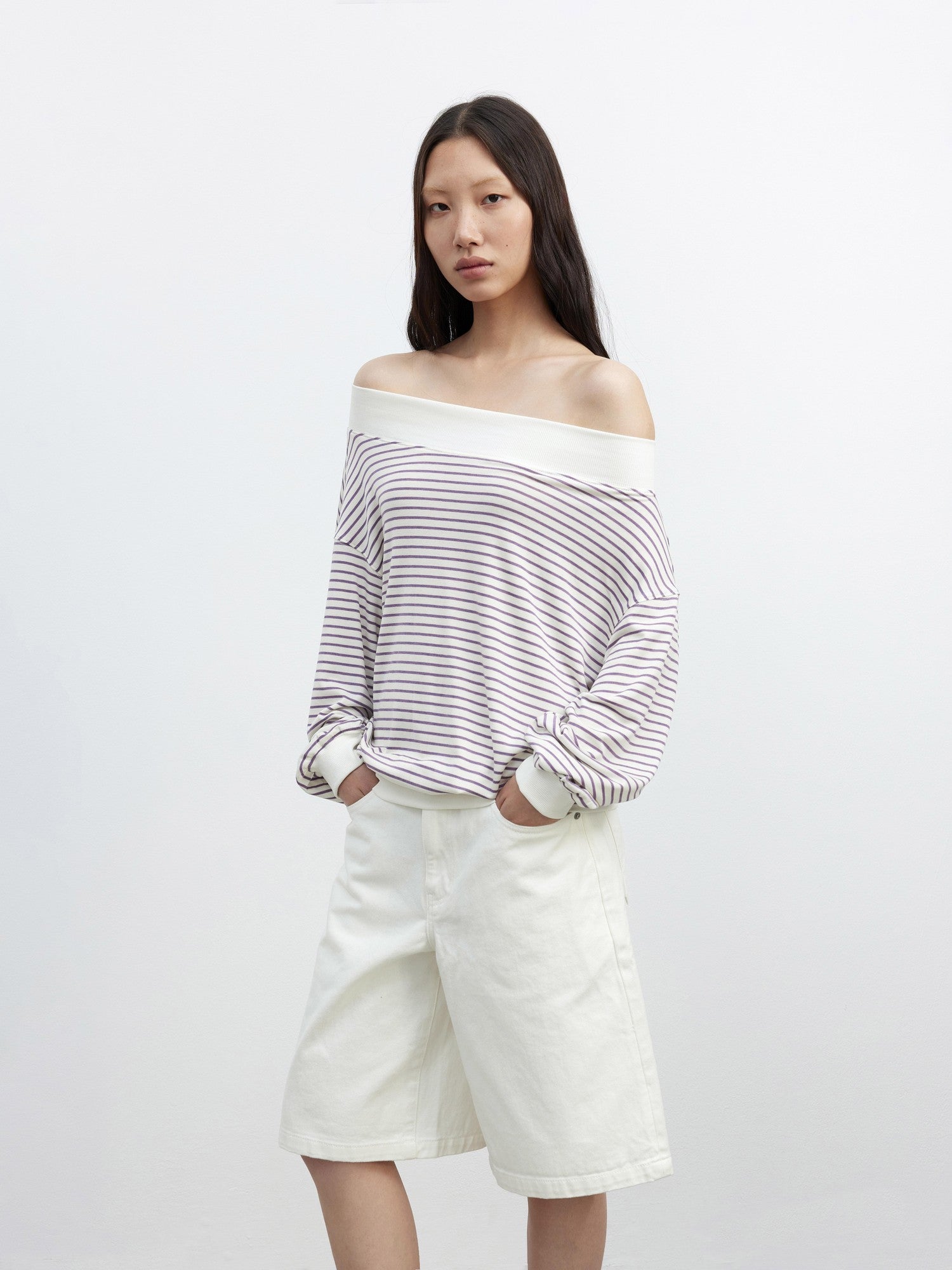 AFTADAWN Contrast Stripe Convertible One Shoulder Women&