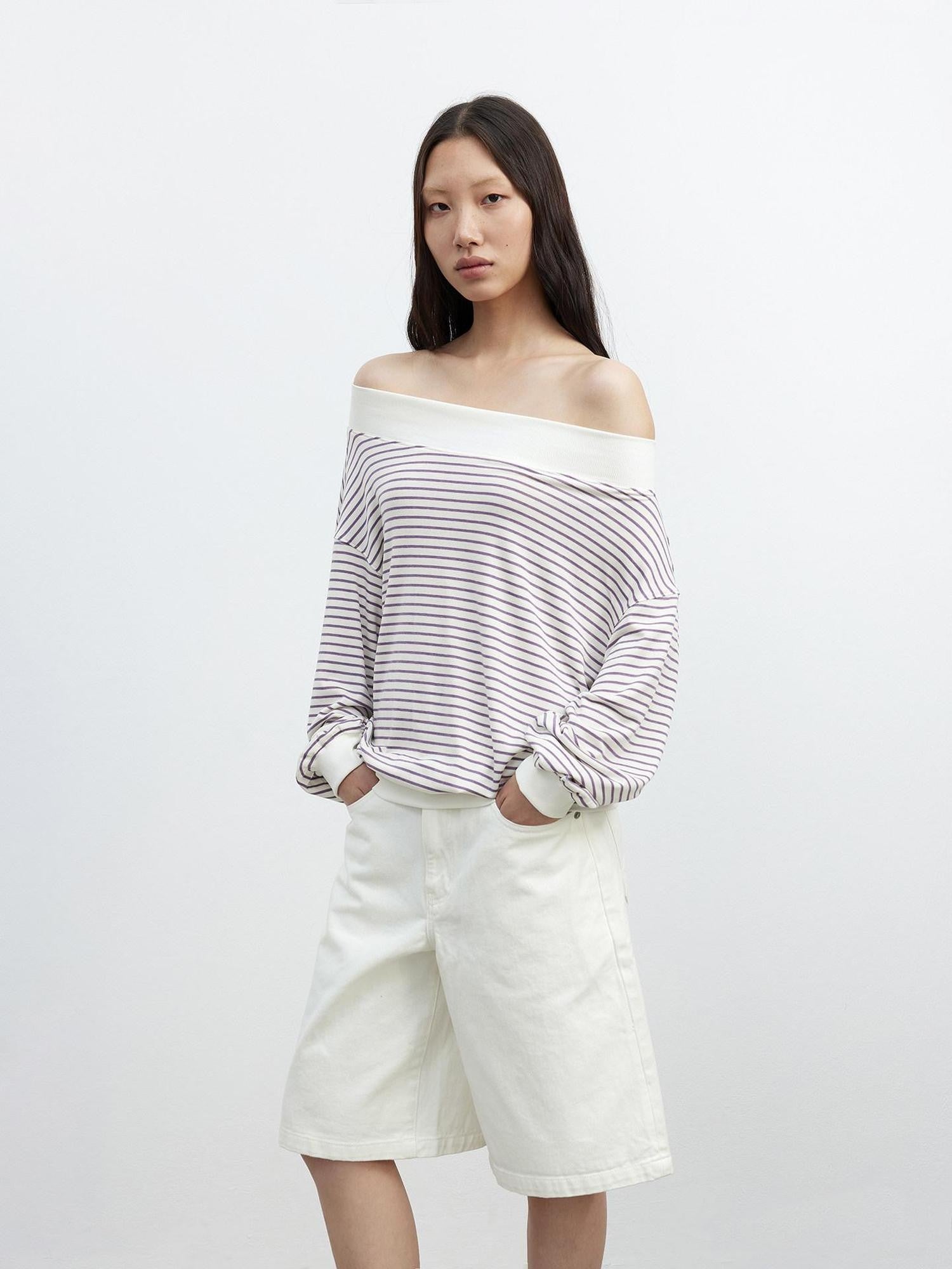 AFTADAWN Contrast Stripe Convertible One Shoulder Women&