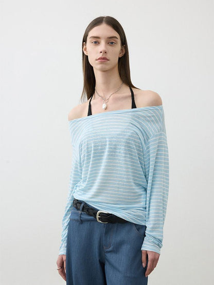 AFTADAWN Contrast Striped Spliced Sheer Women&