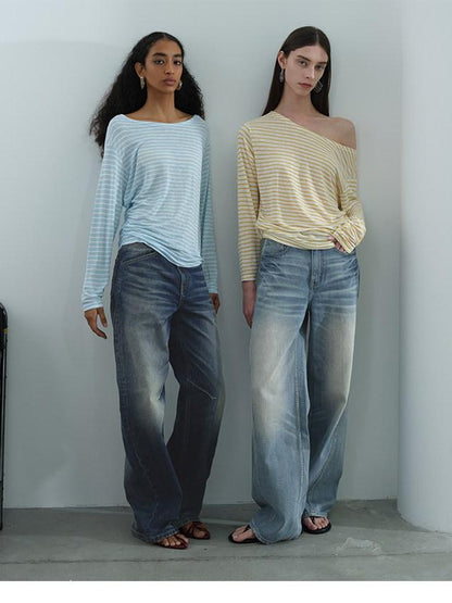 AFTADAWN Contrast Striped Spliced Sheer Women&