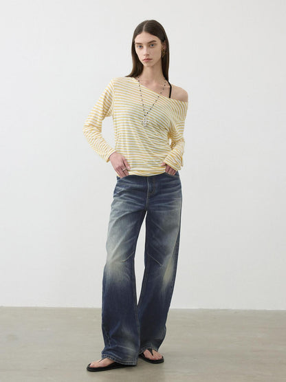 AFTADAWN Contrast Striped Spliced Sheer Women&