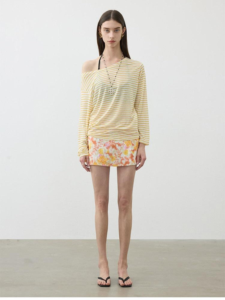AFTADAWN Contrast Striped Spliced Sheer Women&