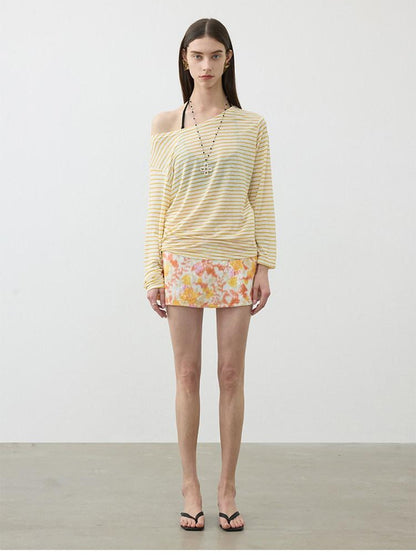 AFTADAWN Contrast Striped Spliced Sheer Women&
