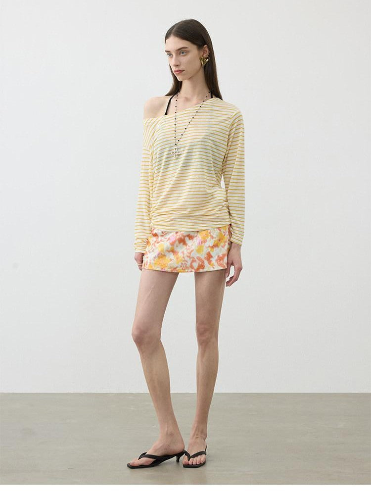 AFTADAWN Contrast Striped Spliced Sheer Women&
