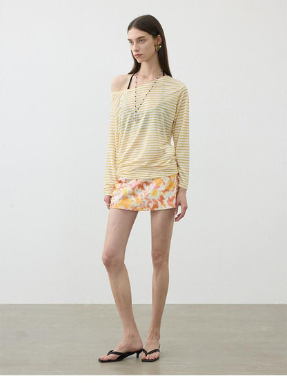 AFTADAWN Contrast Striped Spliced Sheer Women&