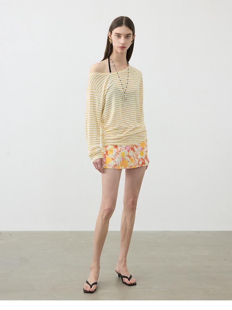 AFTADAWN Contrast Striped Spliced Sheer Women&