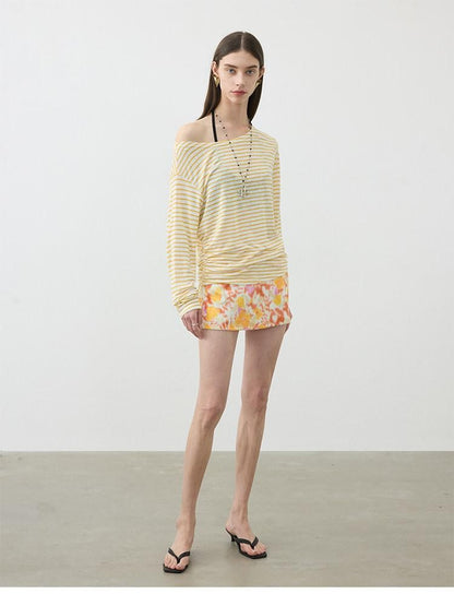 AFTADAWN Contrast Striped Spliced Sheer Women&