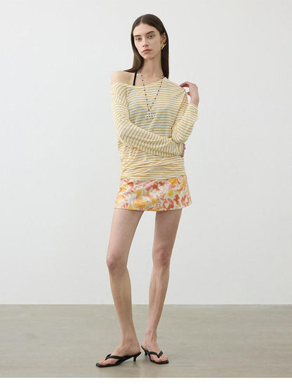 AFTADAWN Contrast Striped Spliced Sheer Women&