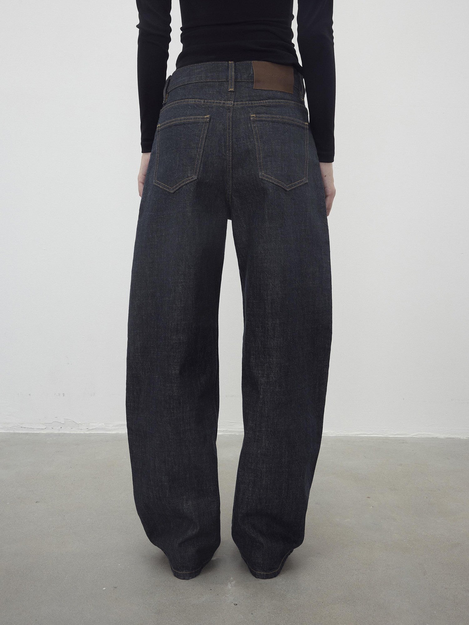 AFTADAWN Contrast Topstitch Button Fly Curved Women&