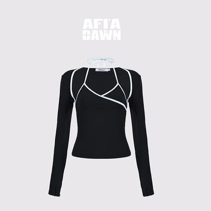 AFTADAWN_Contrast_Trim_V-neck_Breathable_Stretch_Micro_Flare_Women&