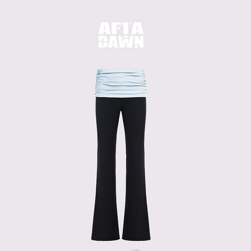 AFTADAWN_Contrast_Trim_V-neck_Breathable_Stretch_Micro_Flare_Women&