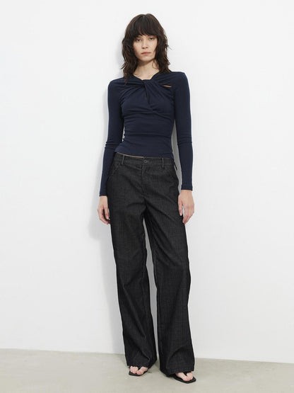 AFTADAWN Contrast Vertical Rib Corduroy Pocket Women&