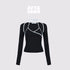 AFTADAWN_Cool_Feel_V-neck_Long_Sleeve_Mesh_Top_With_Contrast_Trim_And_Flared_Trousers_Set_MISSTT